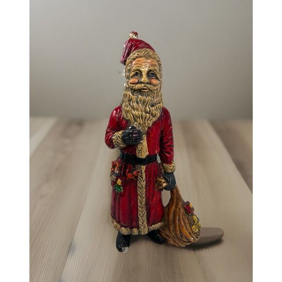 Vtg 8.5" Plastic Santa Claus W/Toy Sack Blow Mold Tabletop Ornament Rosy Cheeks - Picture 1 of 9